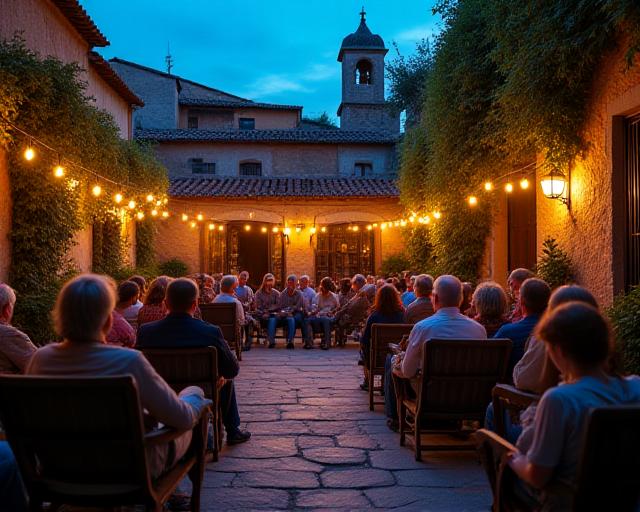 Gruppo di persone sedute in cerchio che ascoltano un racconto